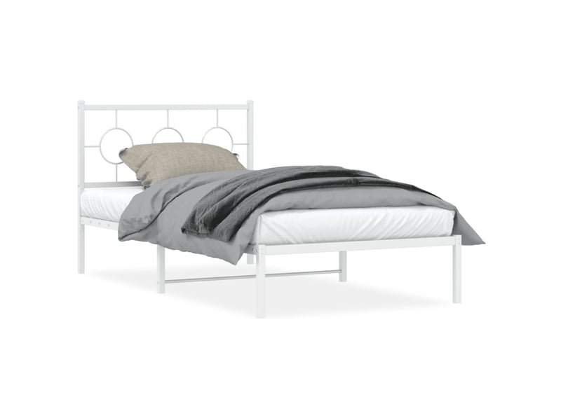  Lit simple- lit adulte -  cadre de lit métal sans matelas et tête de lit blanc 100x200 cm  - Conforama A