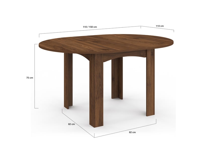 Table à manger extensible ronde dona 4-8 personnes noyer 110-150 cm  - Conforama E