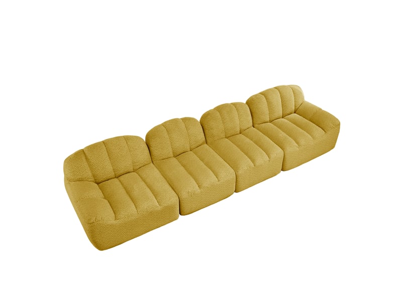 Canapé modulable, canapé 4 places — mousse haute densité, jaune, en tissu, assise profonde  - Conforama B