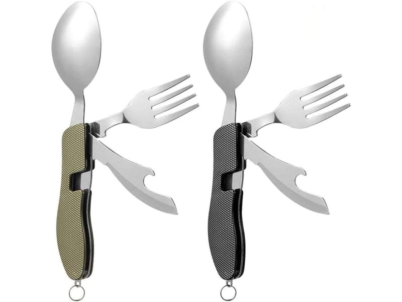  Mini ensemble de vaisselle pliable et amovible pour la randonnée et l'alpinisme, noir et vert (lot de 2)  - Conforama B