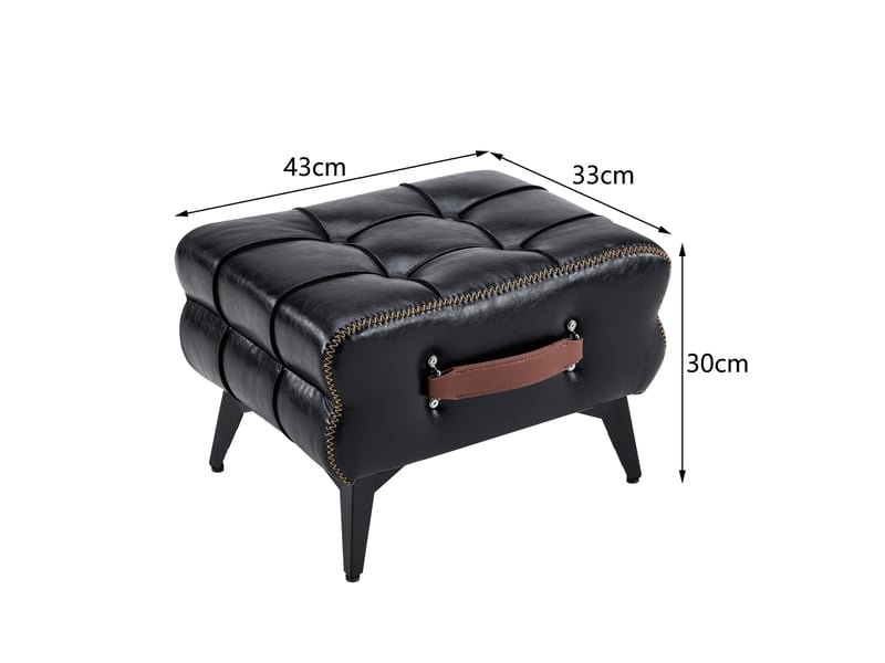  Pouf 43x33x30 cm portable avec poignée en polyuréthane (pu) noir  - Conforama E