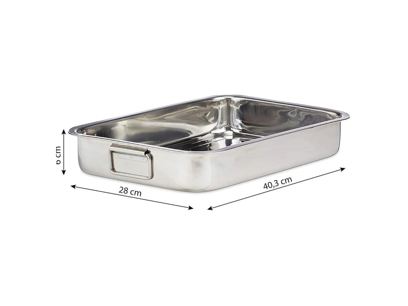  Rôtissoire en acier inoxydable avec poignées - plat à four avec poignées 39*28*6cm  - Conforama B
