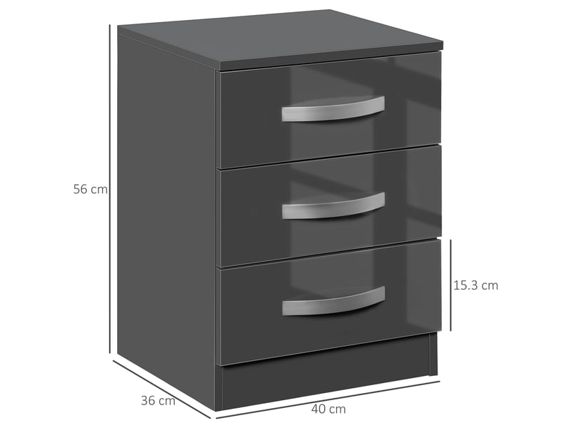  Ensemble de 2 tables de chevet modernes à 3 tiroirs pour chambre et salon, en aggloméré, 40 x 36 x 56 cm, gris  - Conforama E