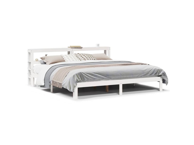  Lit double- lit adulte -  cadre de lit avec tête de lit sans matelas blanc 180x200 cm  - Conforama A