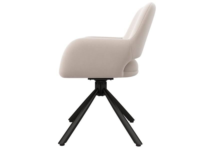  Lot de 6 chaises de salle à manger en velours beige avec accoudoirs, pieds métal, design moderne et confortable  - Conforama E