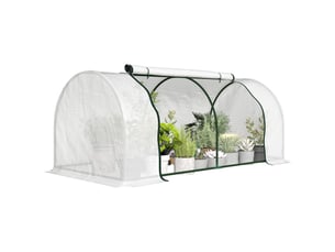 Serre tunnel en acier avec bâche pvc, 200 x 100 x 80 cm, blanche