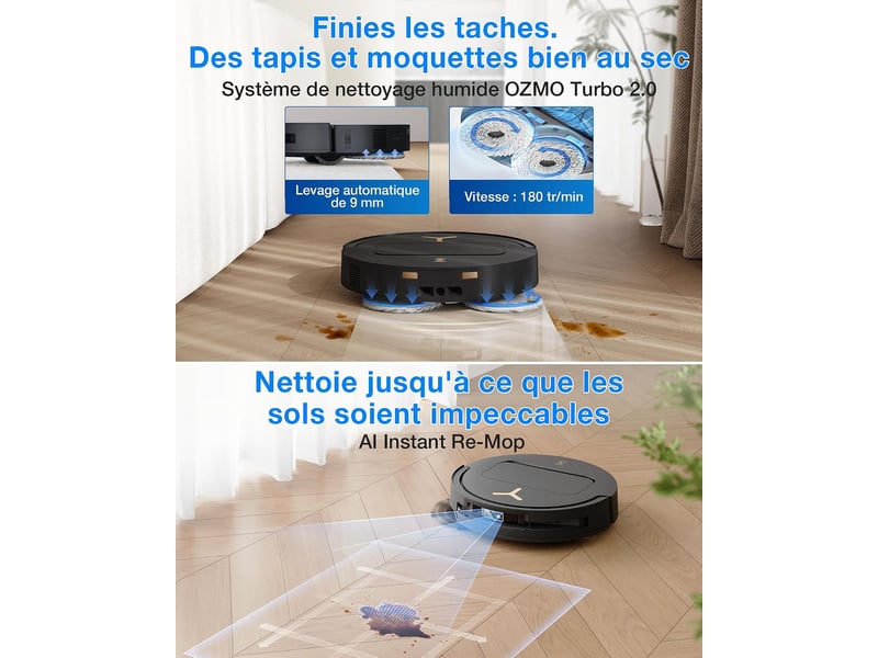 ECOVACS DEEBOT T50 Pro Omni Gen3 Care Kit Robot Aspirateur Laveur,25kPa,AIVI 3D 3.0,Lavage 75°C,81mm 25kPa, AIVI 3D 3.0,Lavage 75°C - Conforama R