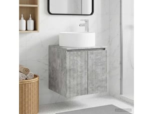 Meuble de lavabo mural, rangement salle de bain gris béton 49.5x44.5x65.5 cm