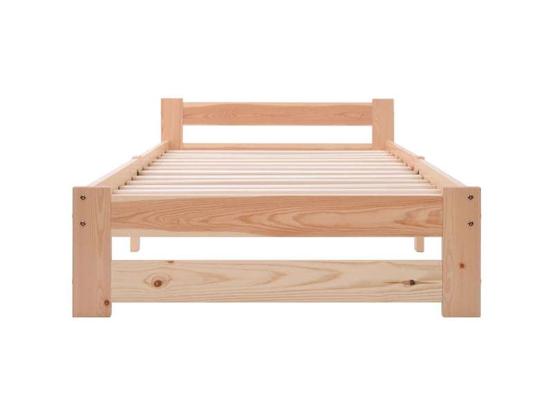 Lit enfant 90x200, bois massif, naturel - conception de lit simple et durable - Conforama D