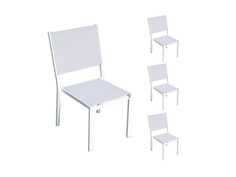  Lot de 4 chaises en aluminium et textilène coloris blanc  - Conforama A