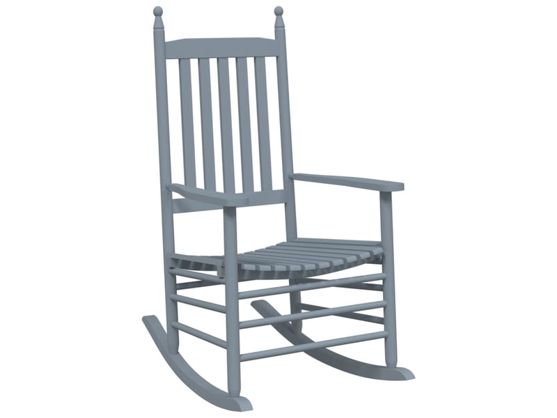  Lot de 2 fauteuils à bascule avec petite table pliable en bois de peuplier gris dec029128  - Conforama B