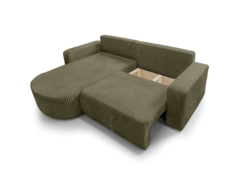  Kiara - canapé d'angle compact réversible et convertible 4 places en velours côtelé épais  - Conforama D