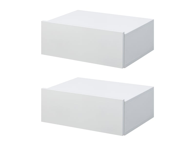 Ensemble de 2 tables de chevet suspendues avec 1 tiroir, fixation murale, style moderne pour chambre, 40 x 30 x 15 cm, blanc  - Conforama B