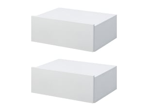 Ensemble de 2 tables de chevet suspendues avec 1 tiroir, fixation murale, style moderne pour chambre, 40 x 30 x 15 cm, blanc