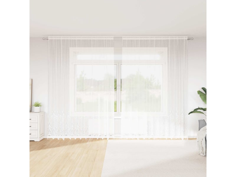 Rideau en dentelle, rideau ajouré, voilage blanc 280 x 300 cm polyester cf43780 - Conforama B