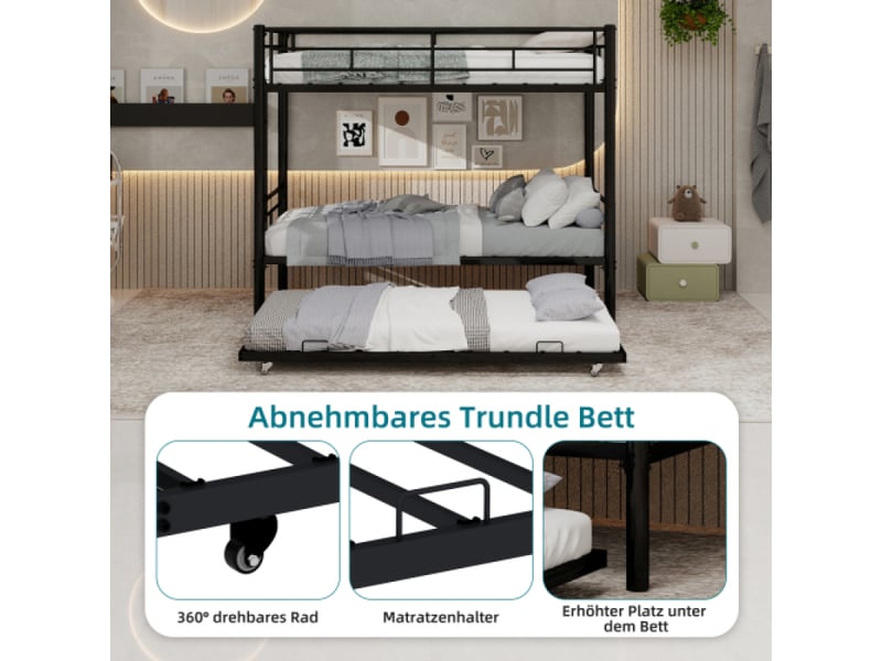  Lit superpose avec rangement métal haute résistance | stable et silencieux | barrières de sécurité | sans sommier à ressort nécessaire  - Conforama D