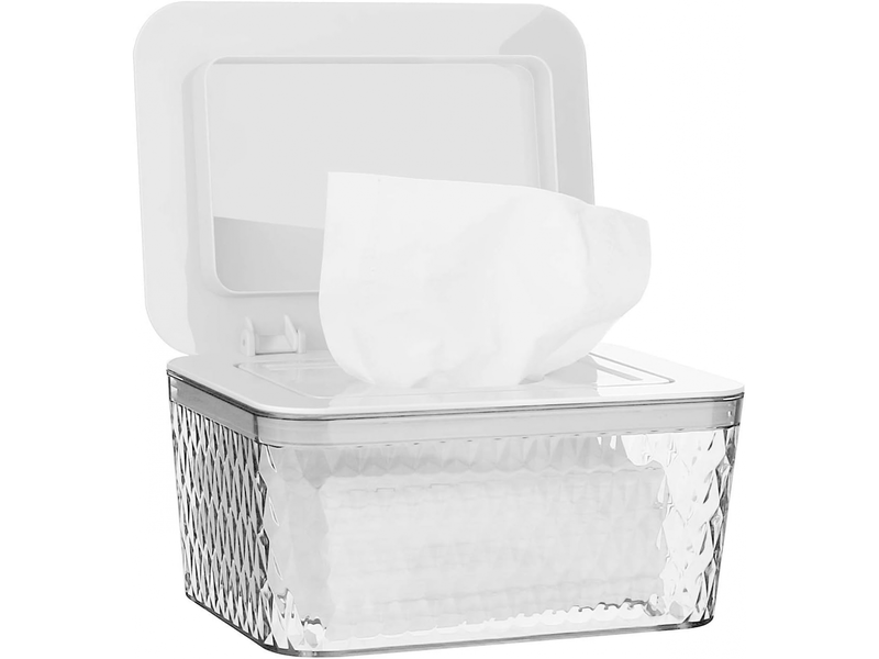  Boîte à lingettes humides, pour lingettes de soins, avec couvercle, mallette de rangement pour la maison et le bureau, blanche  - Conforama E