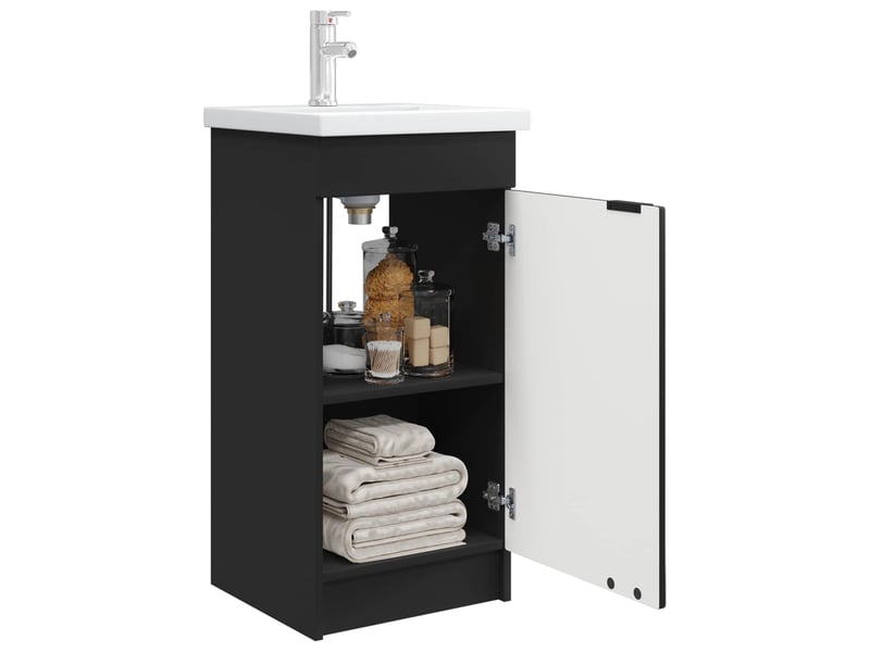  Meuble salle de bain avec évier, meuble de rangement noir 42x40x84.5 cm shl8556  - Conforama C
