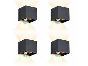 Zmh appliques murale led lot de 4 applique murale noire 3000k ip54 éclairage up down pour jardin