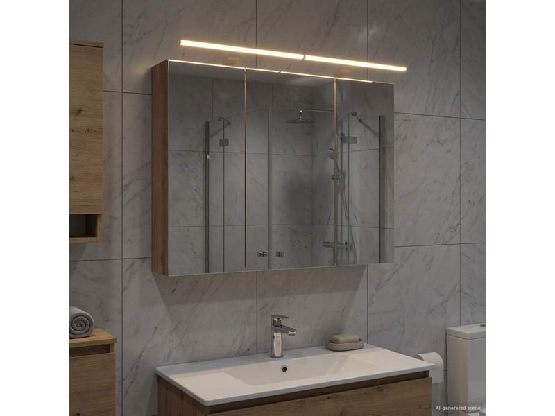 Amoire de salle de bain, meuble de salle de bain avec miroir chêne artisanal shl9428 - Conforama B