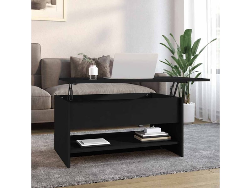  Table basse - table de salon - table à thé noir 80x50x40 cm bois d'ingénierie  - Conforama B