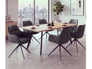 Lot de 6 chaises de salle à manger hwc-r23, chaises de cuisine pivotantes, en similicuir et tissu chenille (410 gm²) - gris foncé