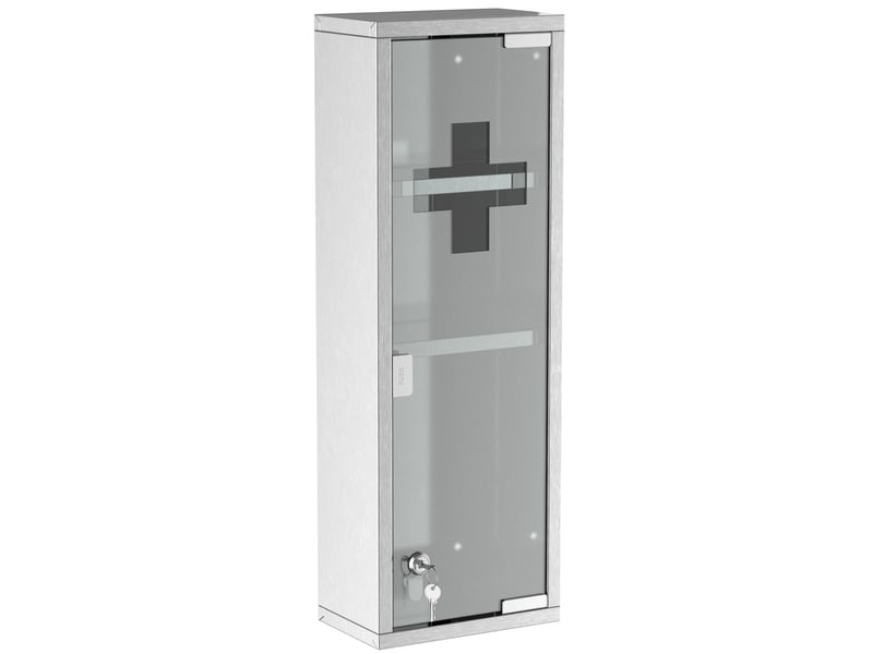  Armoire à pharmacie murale 20x12x58 cm argent, acier inoxydable avec porte verrouillable en verre dépoli  - Conforama A