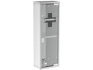 Armoire à pharmacie murale 20x12x58 cm argent, acier inoxydable avec porte verrouillable en verre dépoli