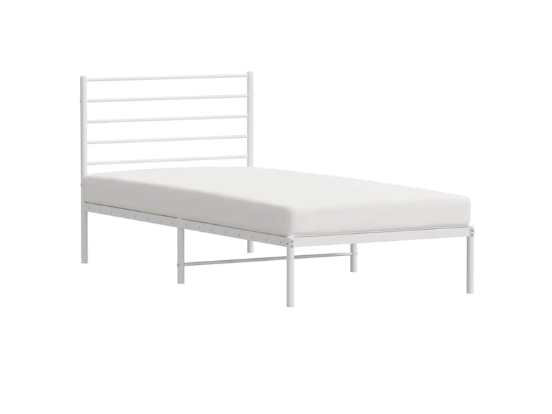  Lit simple- lit adulte -  cadre de lit métal sans matelas avec tête de lit blanc 80x200cm  - Conforama D