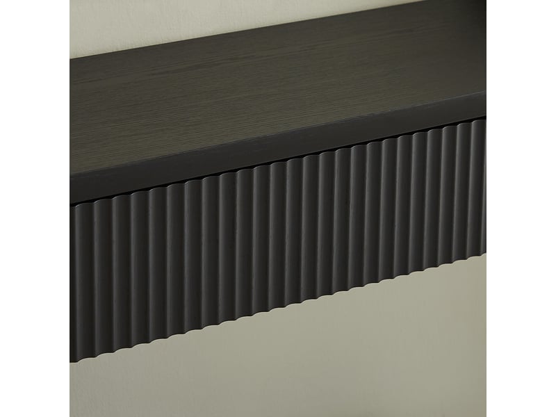  Console d'entrée moderne d'une largeur de 150 cm, deux grands tiroirs de rangement et un compartiment de rangement inférieur ouvert, adapté au couloir et au salon (noir charbon) DE-CBN146B03 - Conforama D