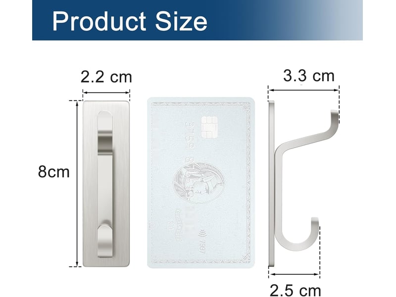  Sakae crochet serviettes cuisine, adhésif mural sans perçage, imperméable, antirouille, argenté, 4 pièces  - Conforama D