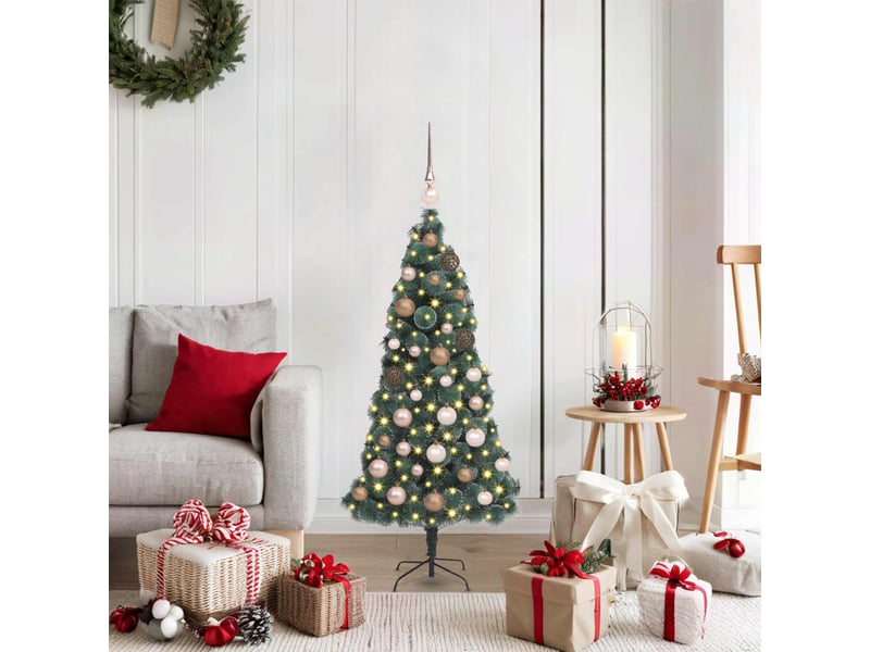  Sapin de noël artificiel, arbre de noël pré-éclairé avec set de boules vert shl9822  - Conforama B
