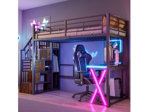 Lit mezzanine 90x200 cm <strong>MODENUIT </strong>  <strong></strong> coloris noir