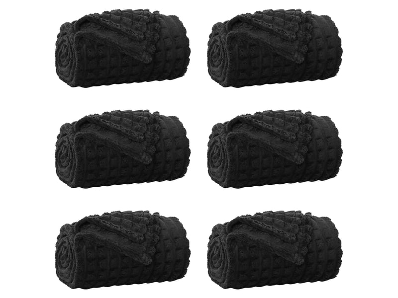  Couverture jetée de canapé 6 pcs noir 150x130 cm 2.75 kg toison  - Conforama A