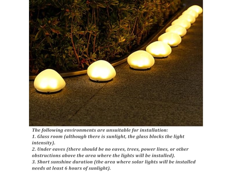  Lot de 2 galets lumineux solaires pour jardin, led étanches – décoration d'allée, pelouse et terrasse- lumière chaude  - Conforama E