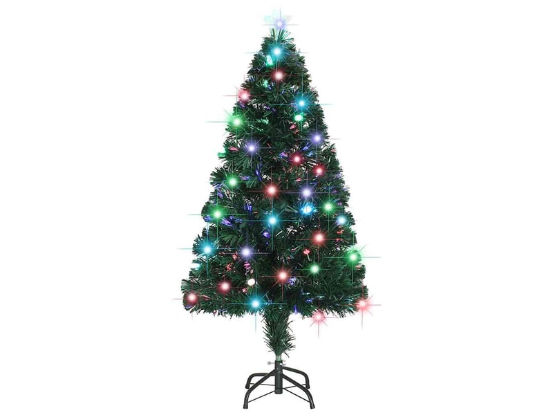  Arbre de noël, sapin de noël pré-éclairé avec support et led 120 cm fibre optique  - Conforama C