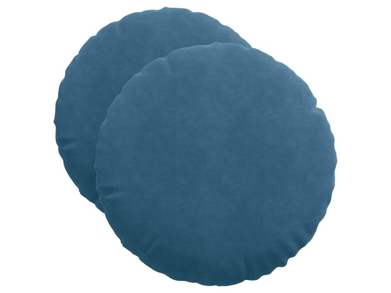  Lot de 2 coussins de siège, coussins décoratifs velours bleu ø50 x 19 cm cf59880  - Conforama A