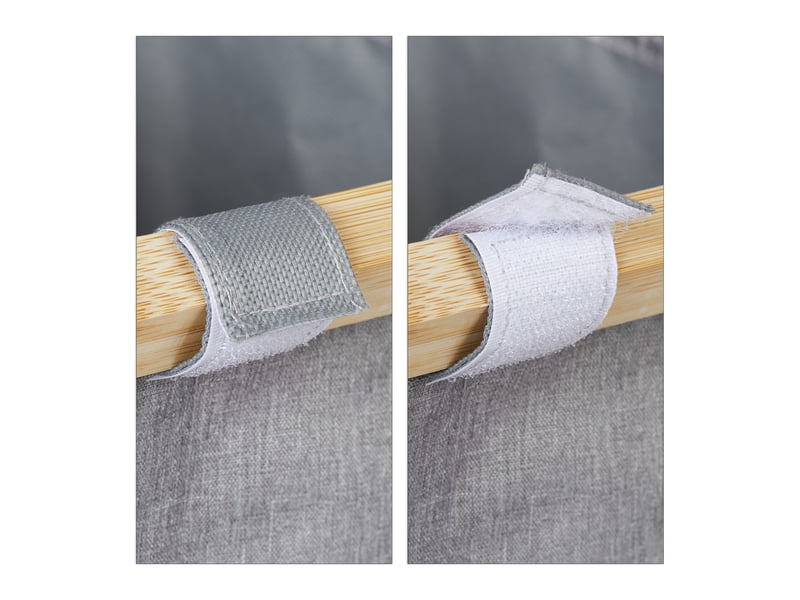  Panier à linge 3 compartiments pliable design moderne 70 x 40 x 60 cm en bambou naturel gris 13_0008536  - Conforama E