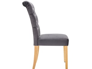 Lot de 4 chaises salle à manger 63x45x100 cm, velours gris, pieds en bois, haut dossier, clous chromés