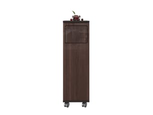 Meuble poubelle roulant 24,2 x 35,1 x 80,2 cm marron mdf, porte 180 degrés et roulettes verrouillables