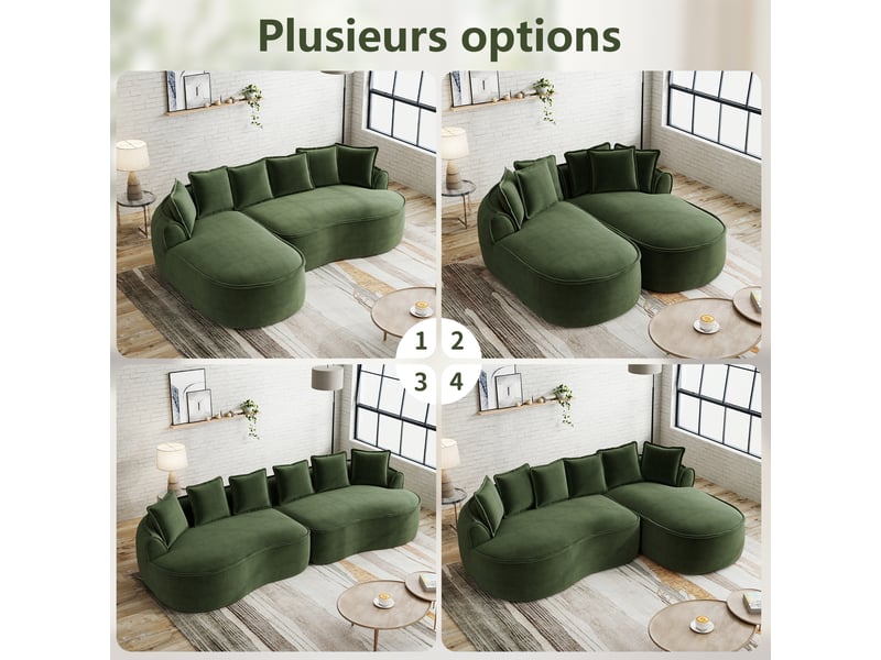  Canapé 4 places droit en tissu vert, largeur 320 cm, sans structure rigide W3325S00296 - Conforama E