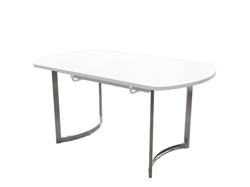 Table à manger extensible 140-180x80x75.5 cm en mdf blanc avec pieds métalliques argentés - Conforama A