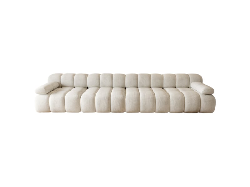  Canapé 4 places sans structure 400x100x68 cm en tissu chenille blanc  - Conforama D