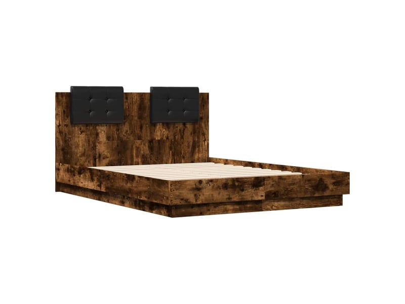  Lit double- lit adulte -  cadre de lit sans matelas chêne fumé 120x190 cm  - Conforama B