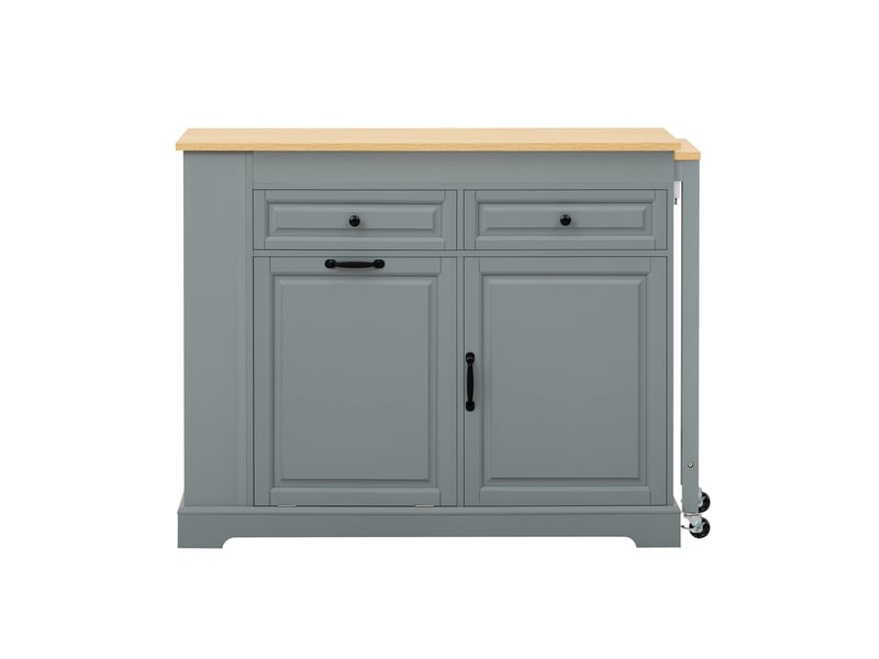 Desserte de cuisine avec plateau latéral extensible, 2 tiroirs, compartiment à déchets, roulettes, grise, 112 × 45 × 92 cm - Conforama A