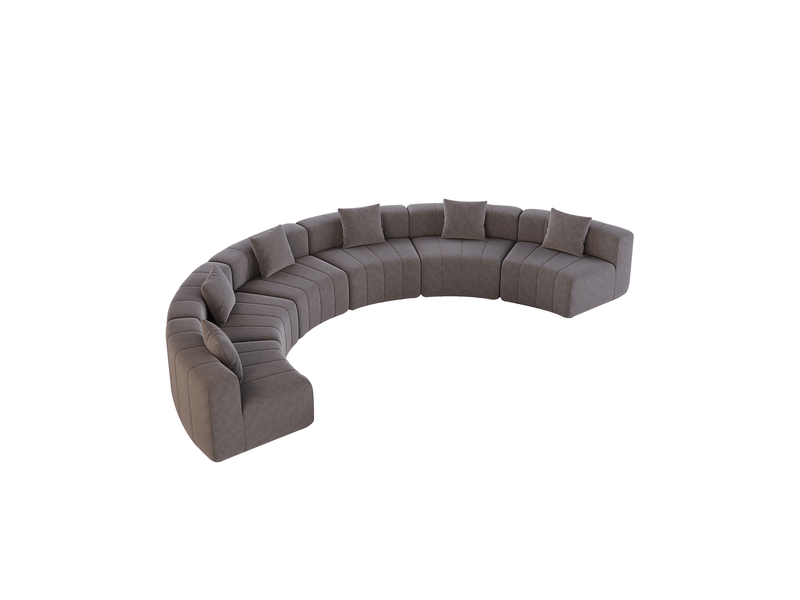 Canapé modulable chenille incurvé symétrique avec 2 coussins - Conforama A
