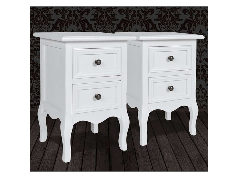  Lot de 2 table de chevet - cabinet de chevet - table de nuit avec 2 tiroirs mdf blanc  - Conforama C
