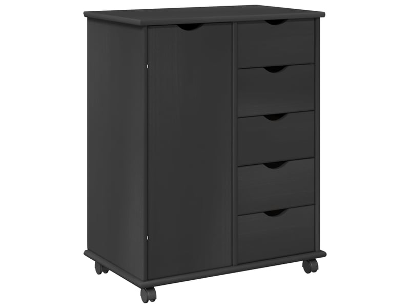  Caisson roulant de bureau, meuble de rangement 63,5 x 39 x 79 cm bois de pin massif gris  - Conforama A