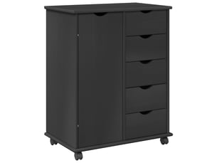 Caisson roulant de bureau, meuble de rangement 63,5 x 39 x 79 cm bois de pin massif gris