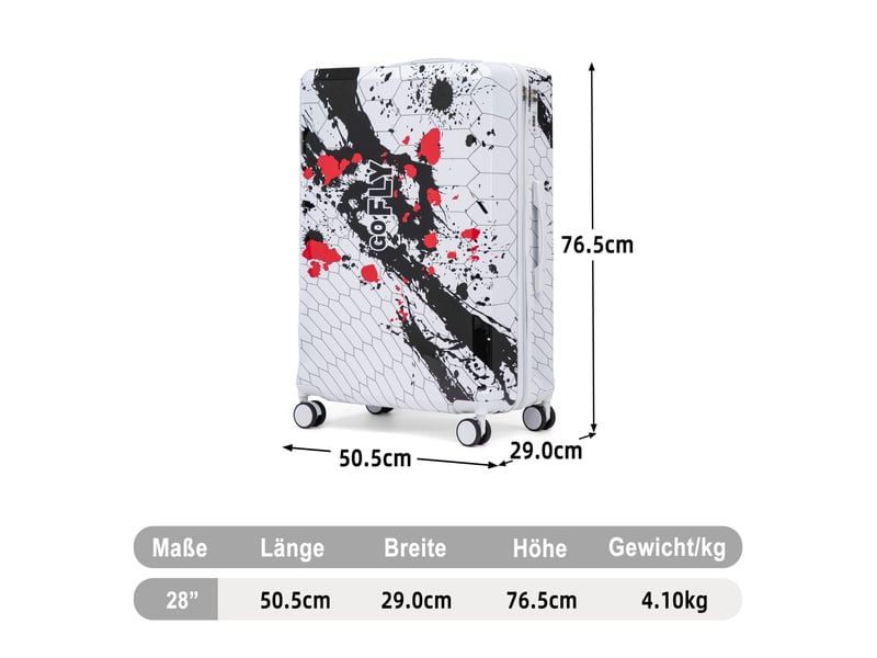  Valise rigide,28 pouces 50.5x29x76.5 cm,à roulettes 360°,polycarbonate,noir  - Conforama C